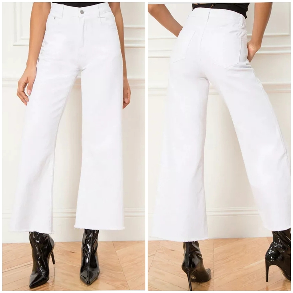 Superdown White Flare Wide Leg Jeans High-Waisted